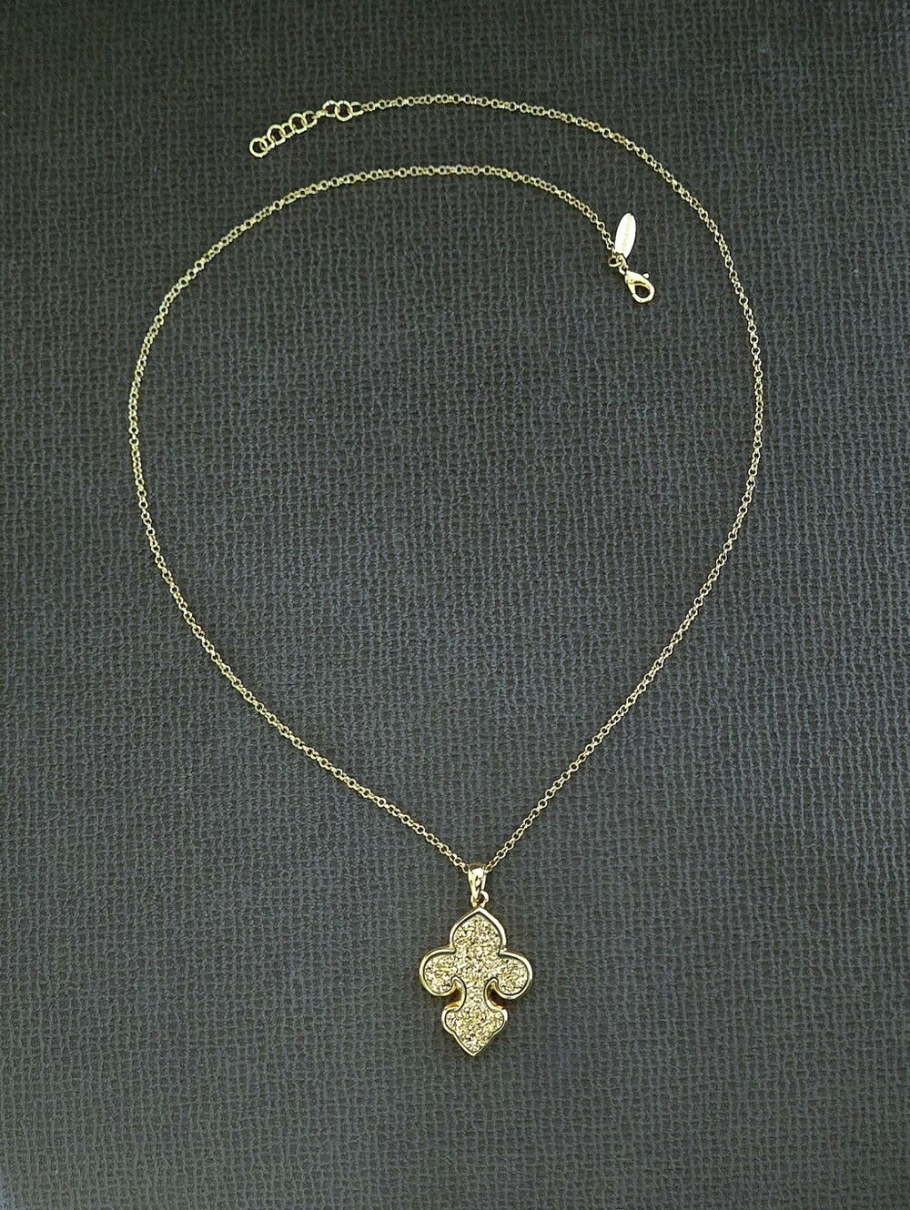 Marcia Moran Long Necklace with Druzy Fleur De Lis⚜️ Pendant - Picture 11 of 16